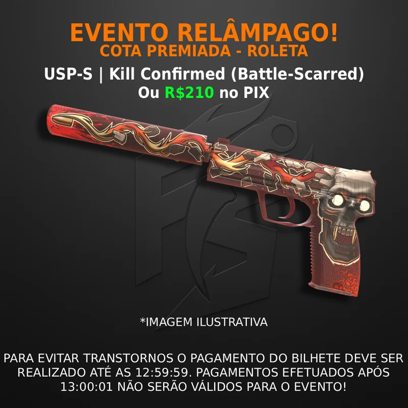 Evento relâmpago: USP-S Kill Confirmed ou R$210 no Pix